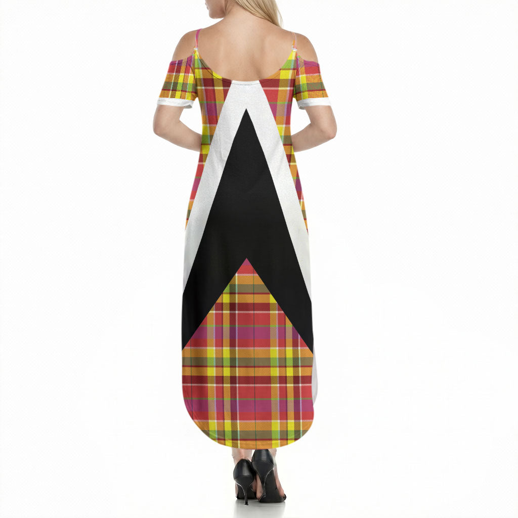 Saint Lucia Creole Day Summer Maxi Dress Madras Pattern Flag Style