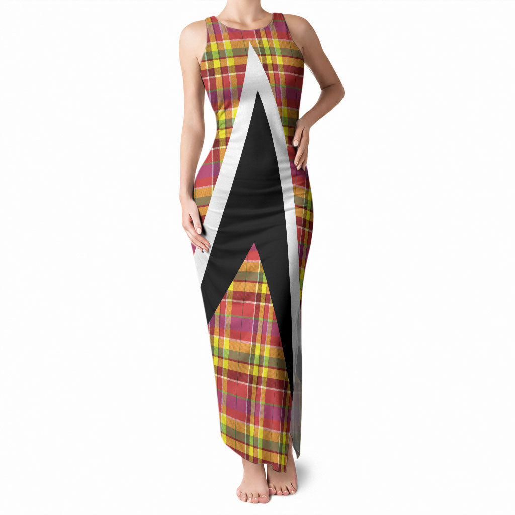 Saint Lucia Creole Day Tank Maxi Dress Madras Pattern Flag Style