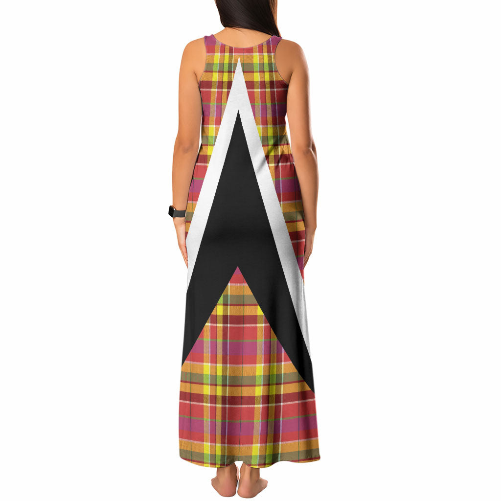 Saint Lucia Creole Day Tank Maxi Dress Madras Pattern Flag Style