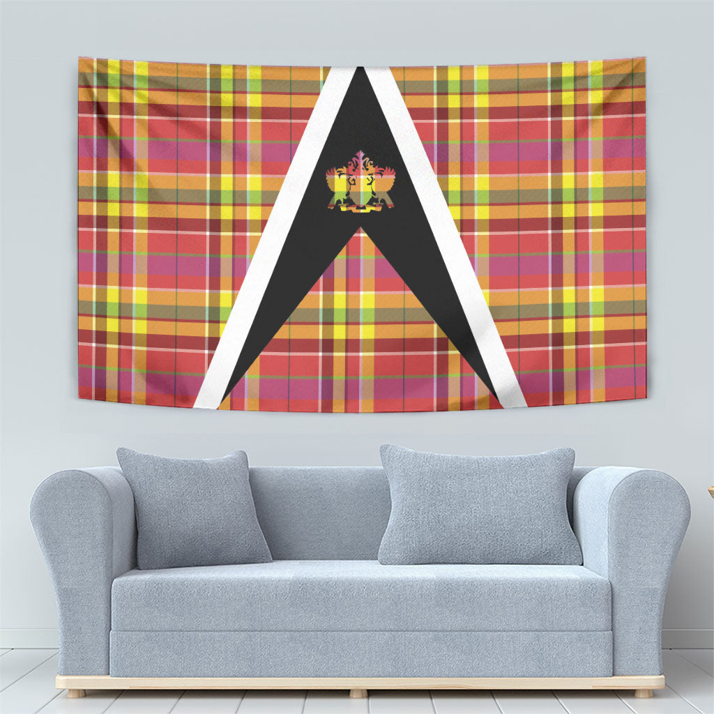 Saint Lucia Creole Day Tapestry Madras Pattern Flag Style