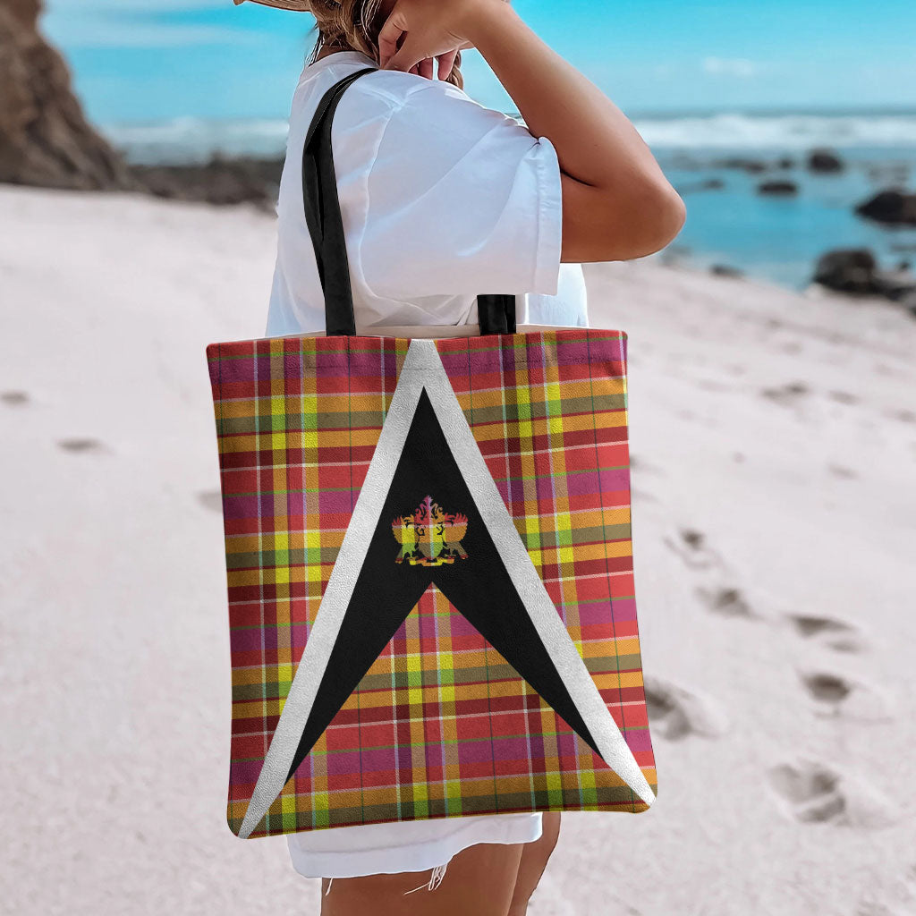 Saint Lucia Creole Day Tote Bag Madras Pattern Flag Style