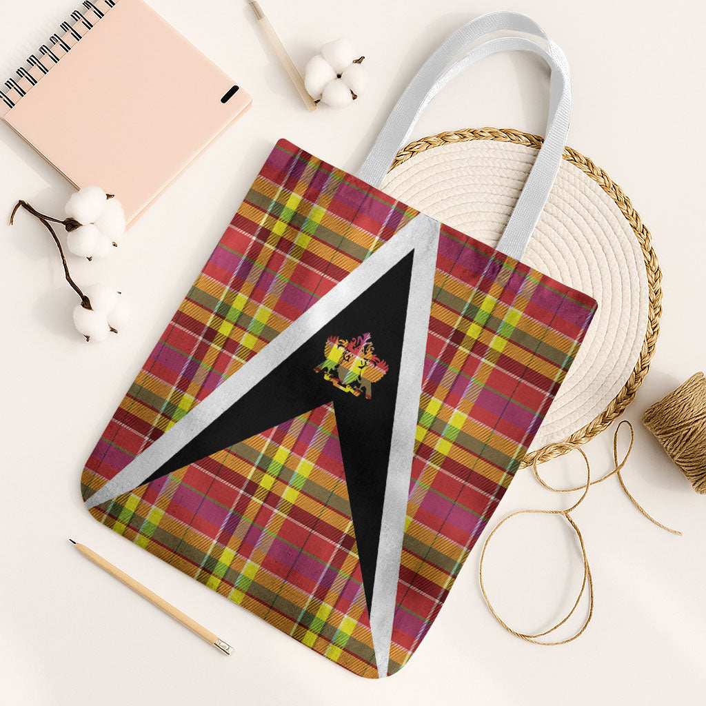 Saint Lucia Creole Day Tote Bag Madras Pattern Flag Style