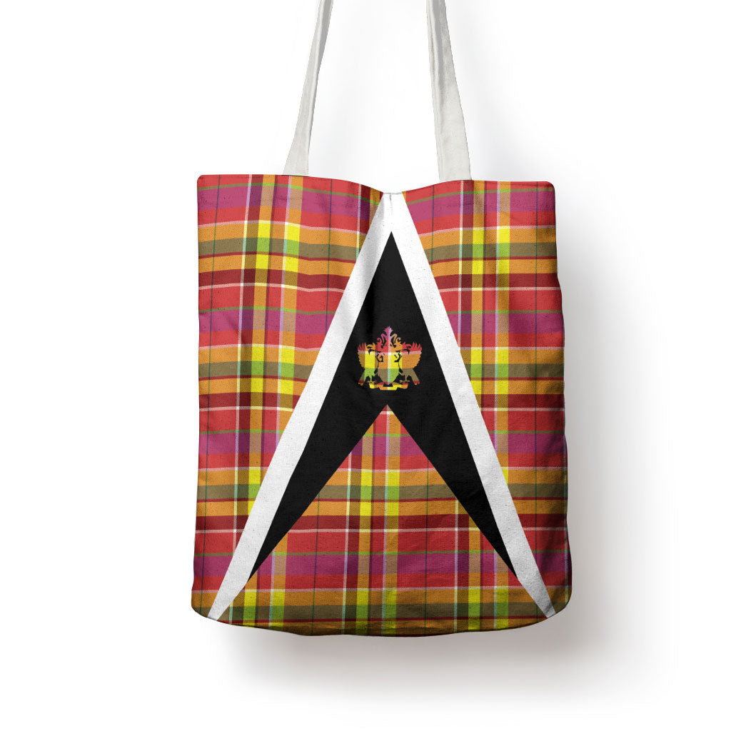 Saint Lucia Creole Day Tote Bag Madras Pattern Flag Style