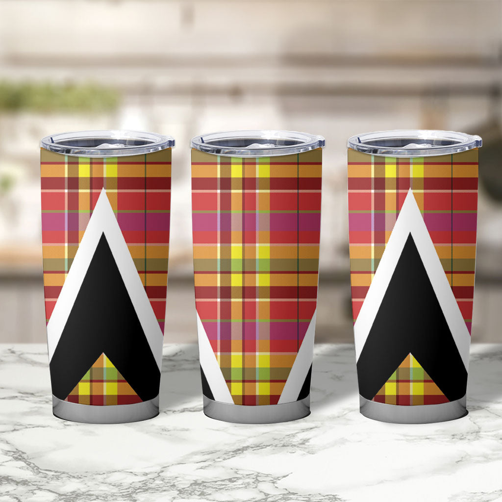 Saint Lucia Creole Day Tumbler Cup Madras Pattern Flag Style