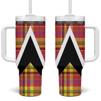 Saint Lucia Creole Day Tumbler With Handle Madras Pattern Flag Style