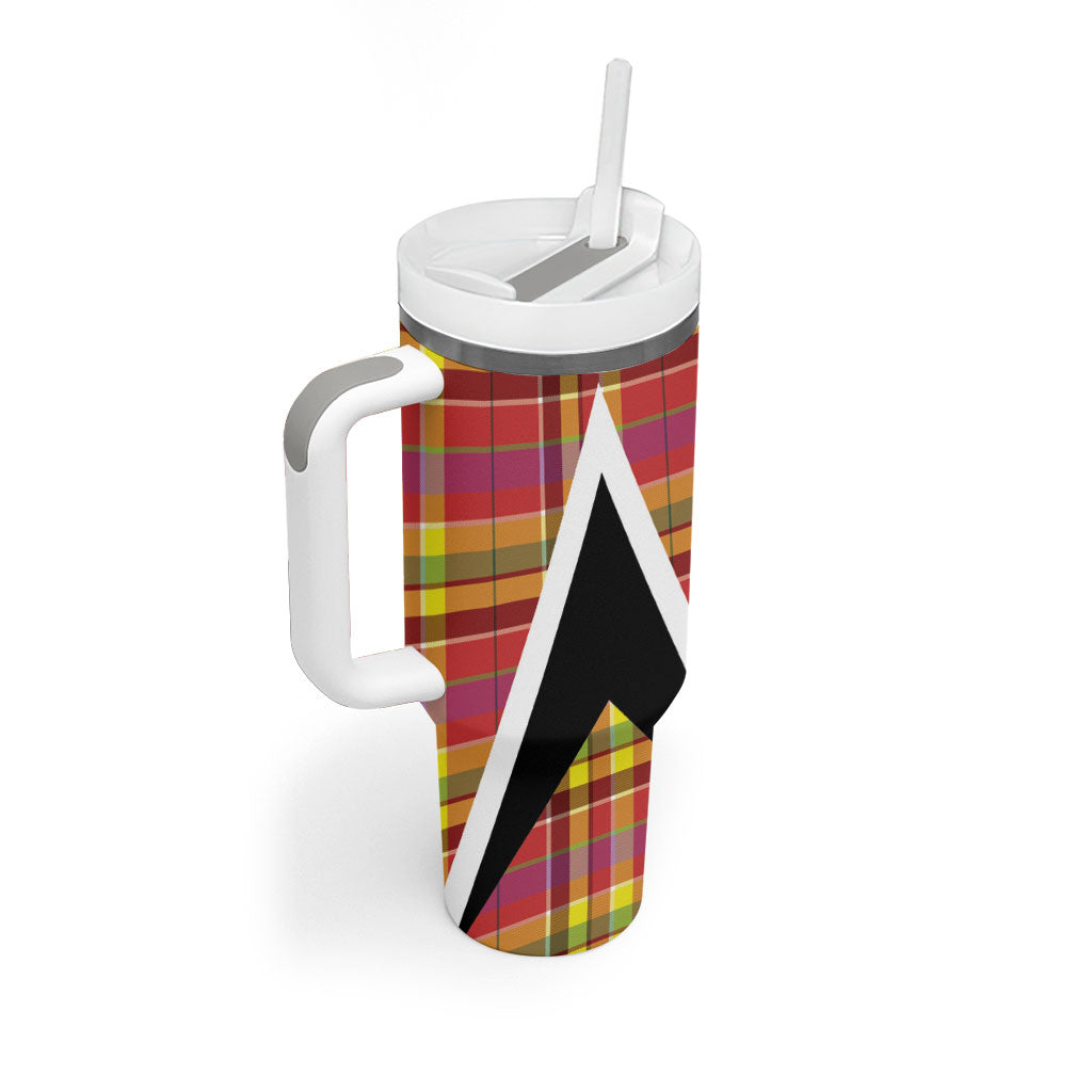 Saint Lucia Creole Day Tumbler With Handle Madras Pattern Flag Style