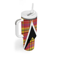 Saint Lucia Creole Day Tumbler With Handle Madras Pattern Flag Style