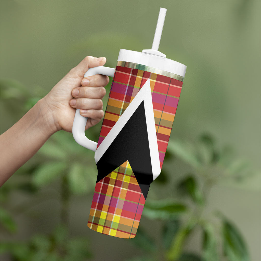 Saint Lucia Creole Day Tumbler With Handle Madras Pattern Flag Style