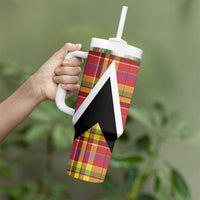 Saint Lucia Creole Day Tumbler With Handle Madras Pattern Flag Style