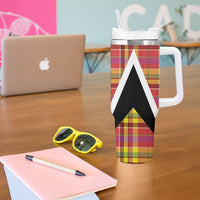 Saint Lucia Creole Day Tumbler With Handle Madras Pattern Flag Style
