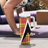 Saint Lucia Creole Day Tumbler With Handle Madras Pattern Flag Style