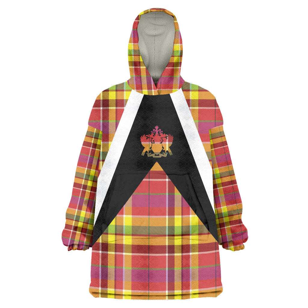 Saint Lucia Creole Day Wearable Blanket Hoodie Madras Pattern Flag Style