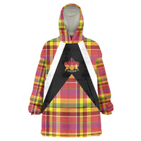 Saint Lucia Creole Day Wearable Blanket Hoodie Madras Pattern Flag Style