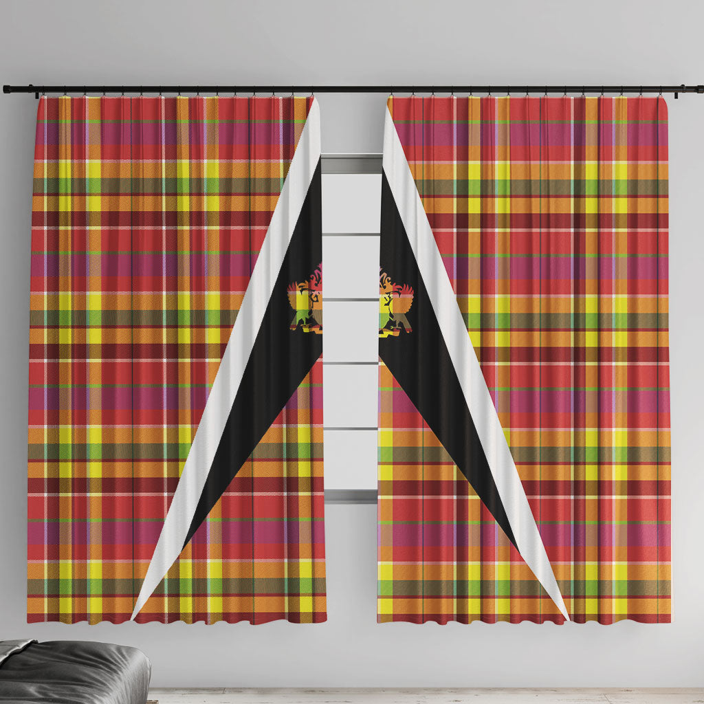 Saint Lucia Creole Day Window Curtain Madras Pattern Flag Style