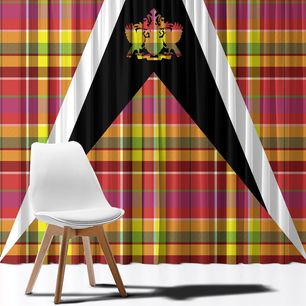 Saint Lucia Creole Day Window Curtain Madras Pattern Flag Style