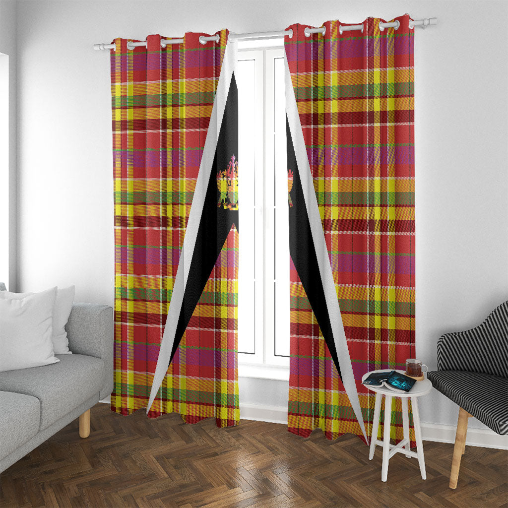 Saint Lucia Creole Day Window Curtain Madras Pattern Flag Style