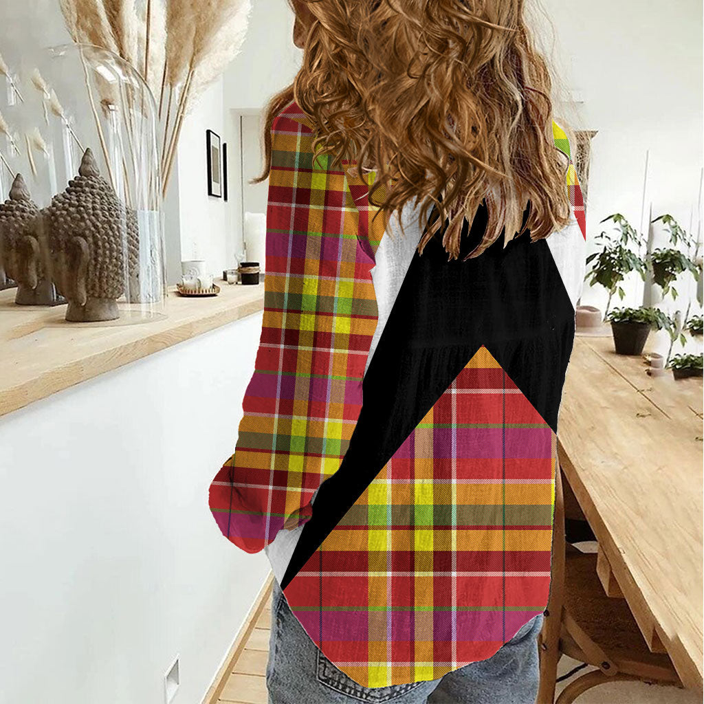 Saint Lucia Creole Day Women Casual Shirt Madras Pattern Flag Style