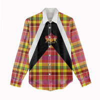 Saint Lucia Creole Day Women Casual Shirt Madras Pattern Flag Style