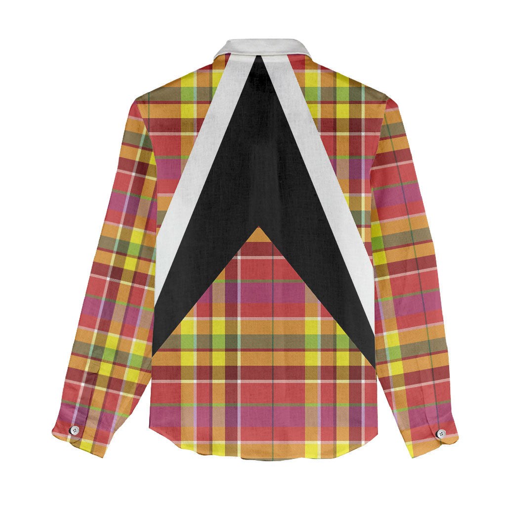 Saint Lucia Creole Day Women Casual Shirt Madras Pattern Flag Style