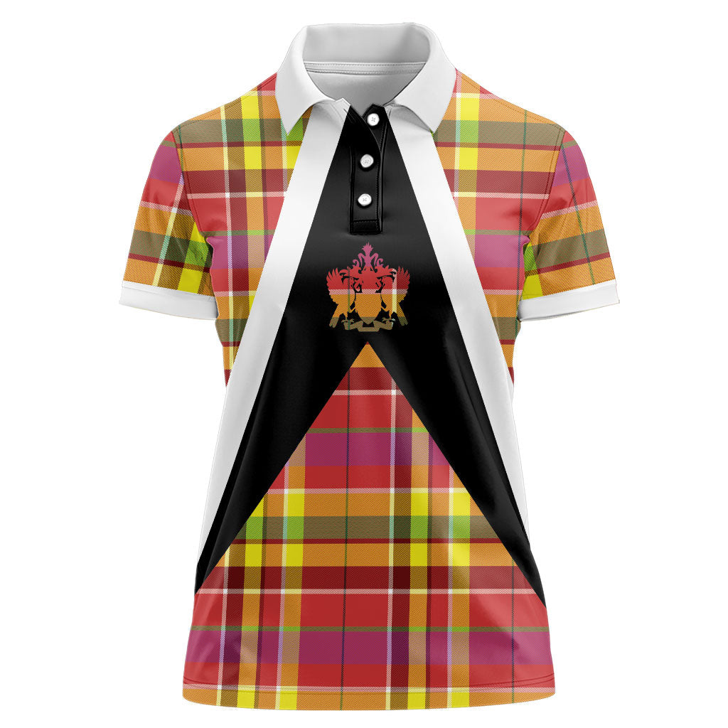 Saint Lucia Creole Day Women Polo Shirt Madras Pattern Flag Style