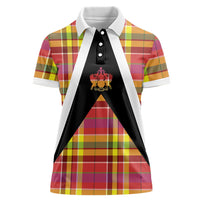 Saint Lucia Creole Day Women Polo Shirt Madras Pattern Flag Style
