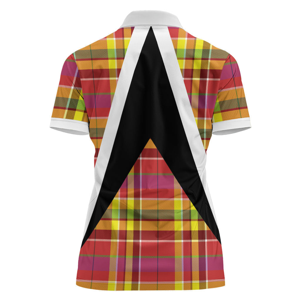 Saint Lucia Creole Day Women Polo Shirt Madras Pattern Flag Style