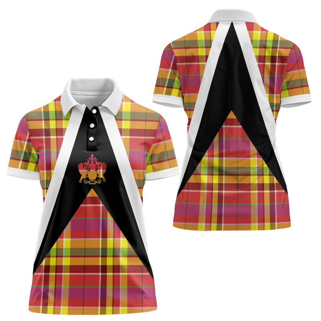 Saint Lucia Creole Day Women Polo Shirt Madras Pattern Flag Style