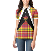 Saint Lucia Creole Day Women Polo Shirt Madras Pattern Flag Style