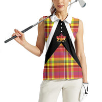 Saint Lucia Creole Day Women Sleeveless Polo Shirt Madras Pattern Flag Style