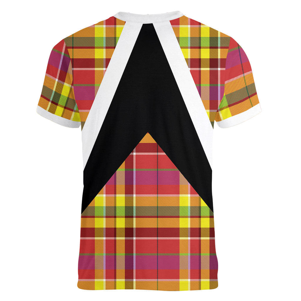 Saint Lucia Creole Day Women V-Neck T-Shirt Madras Pattern Flag Style