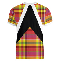 Saint Lucia Creole Day Women V-Neck T-Shirt Madras Pattern Flag Style