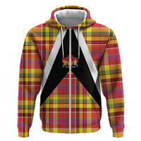 Saint Lucia Creole Day Zip Hoodie Madras Pattern Flag Style