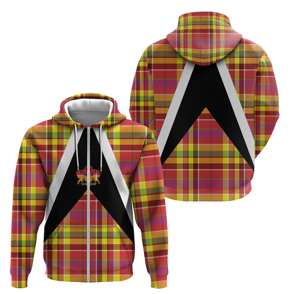 Saint Lucia Creole Day Zip Hoodie Madras Pattern Flag Style
