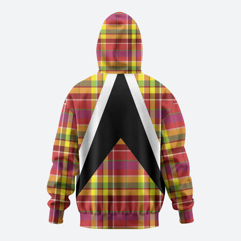 Saint Lucia Creole Day Zip Hoodie Madras Pattern Flag Style