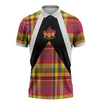 Saint Lucia Creole Day Zipper Polo Shirt Madras Pattern Flag Style