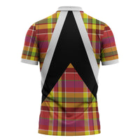 Saint Lucia Creole Day Zipper Polo Shirt Madras Pattern Flag Style