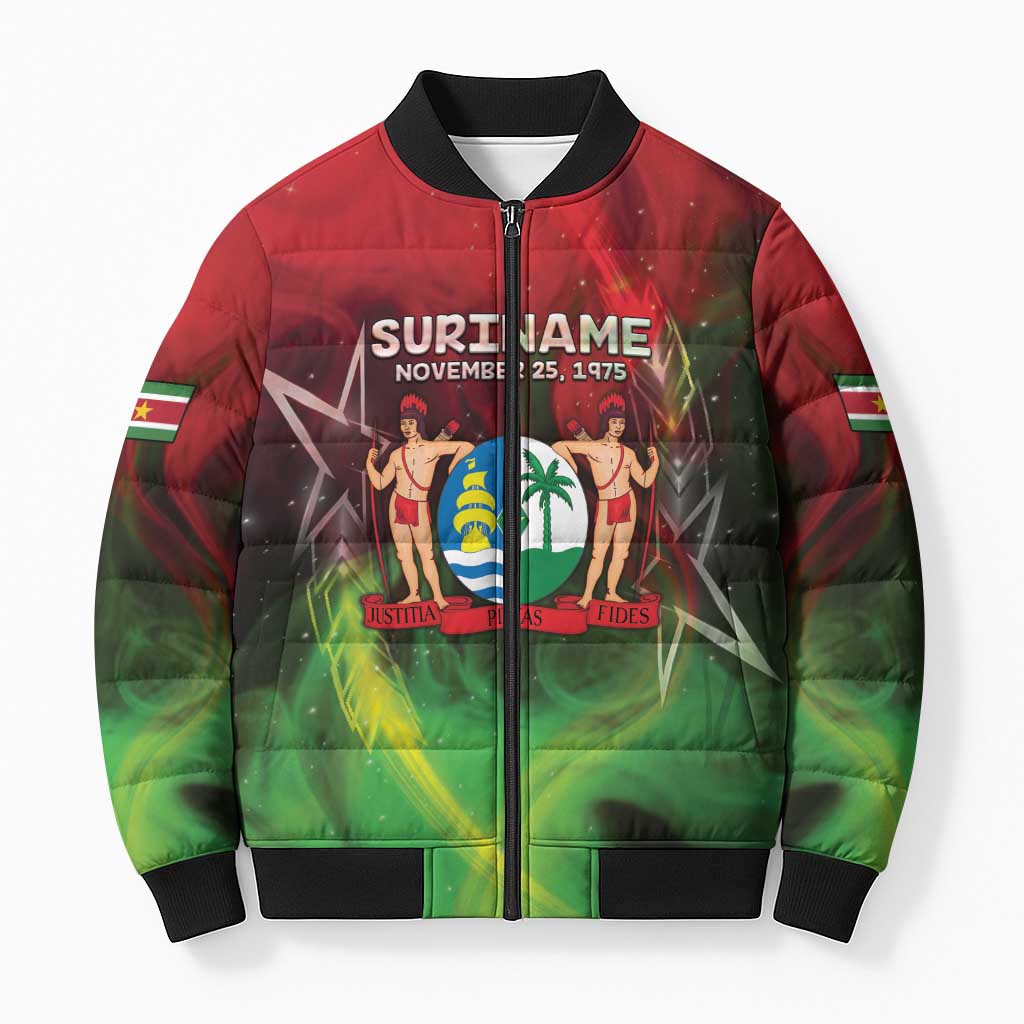 Suriname Independence Day Bomber Puffer Jacket Wan Switi Srefidensi Dey - Wonder Print Shop
