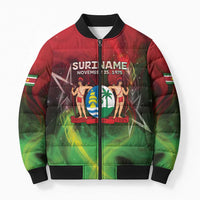 Suriname Independence Day Bomber Puffer Jacket Wan Switi Srefidensi Dey - Wonder Print Shop