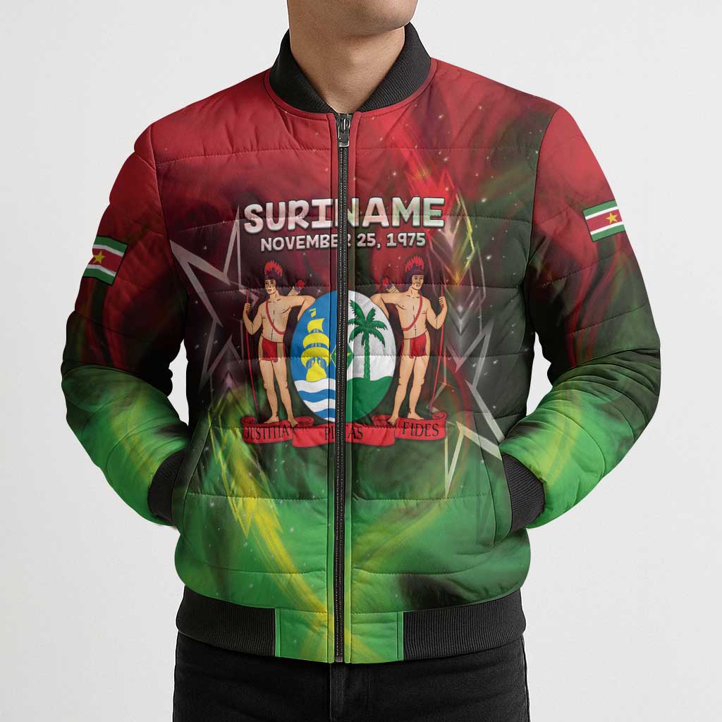 Suriname Independence Day Bomber Puffer Jacket Wan Switi Srefidensi Dey - Wonder Print Shop