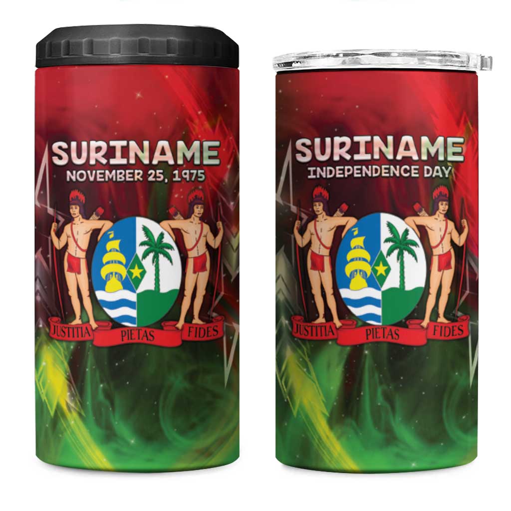 Suriname Independence Day 4 in 1 Can Cooler Tumbler Wan Switi Srefidensi Dey - Wonder Print Shop