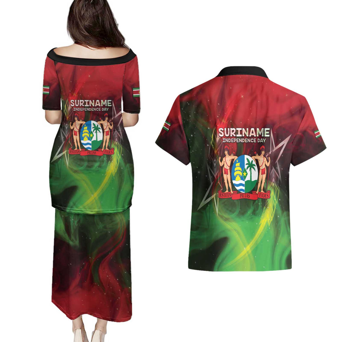 Suriname Independence Day Couples Matching Puletasi and Hawaiian Shirt Wan Switi Srefidensi Dey - Wonder Print Shop