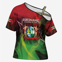 Suriname Independence Day Cross Shoulder Shirt Wan Switi Srefidensi Dey - Wonder Print Shop