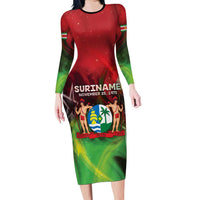 Suriname Independence Day Family Matching Long Sleeve Bodycon Dress and Hawaiian Shirt Wan Switi Srefidensi Dey - Wonder Print Shop