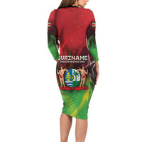 Suriname Independence Day Family Matching Long Sleeve Bodycon Dress and Hawaiian Shirt Wan Switi Srefidensi Dey - Wonder Print Shop