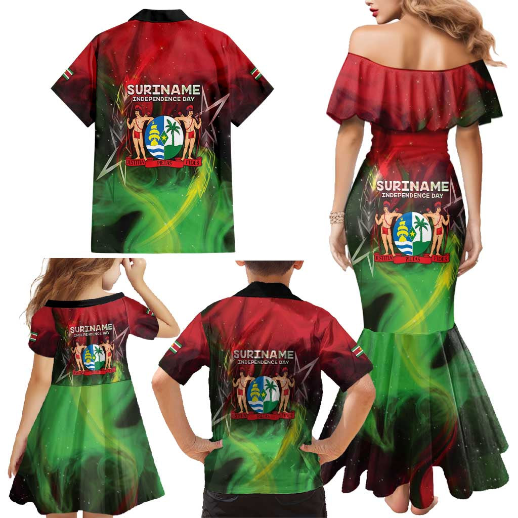 Suriname Independence Day Family Matching Mermaid Dress and Hawaiian Shirt Wan Switi Srefidensi Dey - Wonder Print Shop