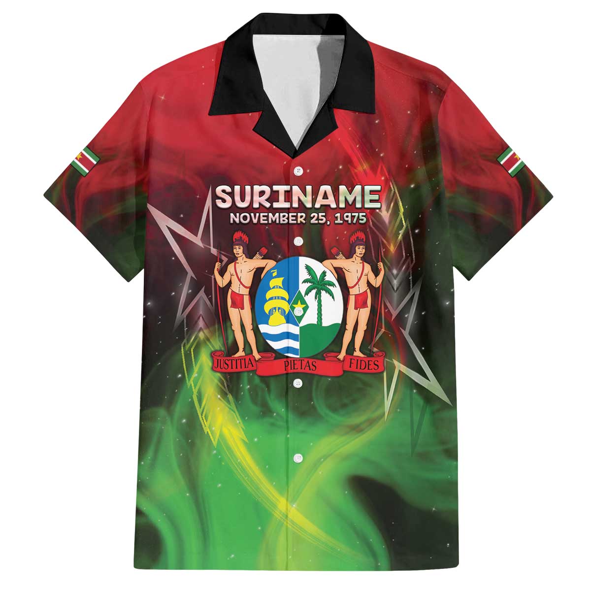 Suriname Independence Day Family Matching Off The Shoulder Long Sleeve Dress and Hawaiian Shirt Wan Switi Srefidensi Dey - Wonder Print Shop