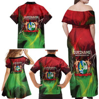 Suriname Independence Day Family Matching Off Shoulder Maxi Dress and Hawaiian Shirt Wan Switi Srefidensi Dey - Wonder Print Shop