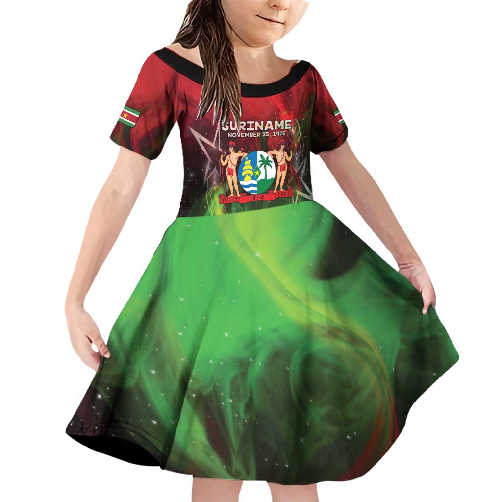 Suriname Independence Day Family Matching Off Shoulder Short Dress and Hawaiian Shirt Wan Switi Srefidensi Dey - Wonder Print Shop