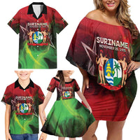 Suriname Independence Day Family Matching Off Shoulder Short Dress and Hawaiian Shirt Wan Switi Srefidensi Dey - Wonder Print Shop
