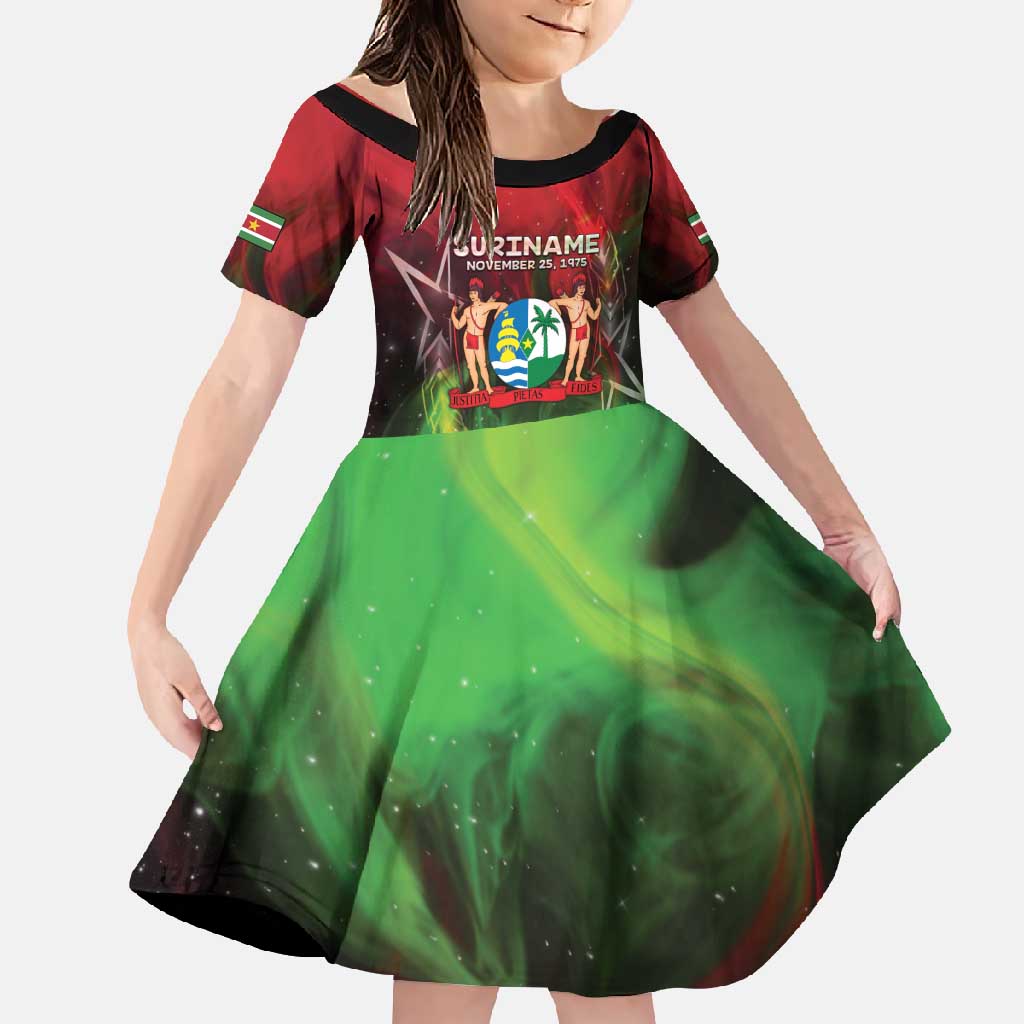 Suriname Independence Day Family Matching Short Sleeve Bodycon Dress and Hawaiian Shirt Wan Switi Srefidensi Dey - Wonder Print Shop